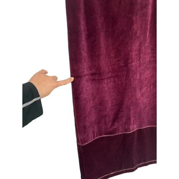 VTG Velour Maxi Skirt Womens Medium Merlot Sporty Spice Varsity Drawstring Y2K - Picture 5 of 11